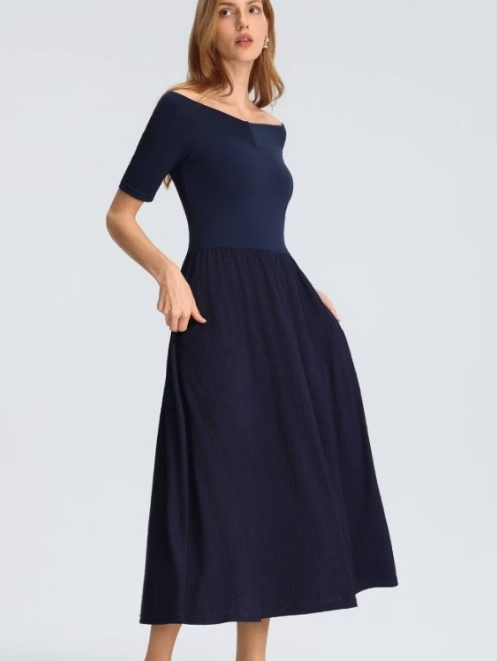 a new day Navy Off-the-Shoulder Midi Dress